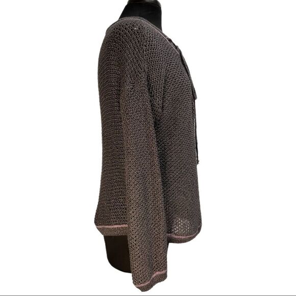 KIMCHI Blue Purple Metallic a lace Up Sweater Sz S - Picture 7 of 13